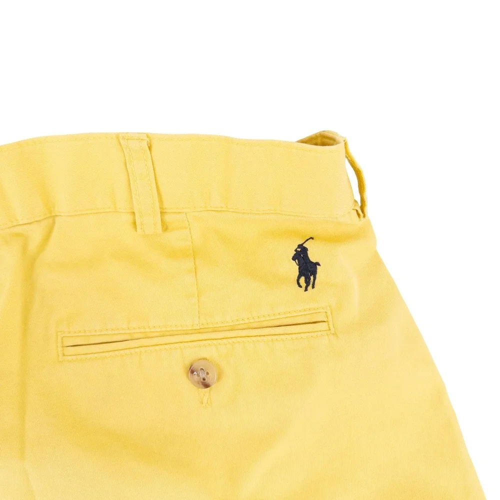 Vintage Polo Ralph Lauren Mens 36 Tyler Shorts Yellow Pleated Cotton Chino 90s